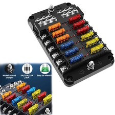 6/12Way 12V 24V Blade Fuse Box Holder & Standard Blade Fuses For Car Camper Van