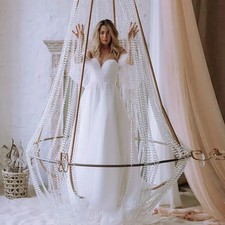 Boho Off Shoulder Tulle Wedding Dress Sweetheart Beach Bridal Gown Floor Length