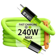 1pc Green Type C Fast Charging Cable Nylon Braided USB Data Sync Wire - NEW