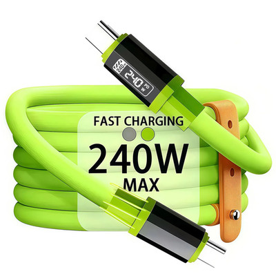 1pc Green Type C Fast Charging Cable Nylon Braided USB Data Sync Wire - NEW