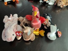 Lot Of 4 Vintage TY Beanie Babies - Farm Animals, Derby, Daisy, Strut, Squealer