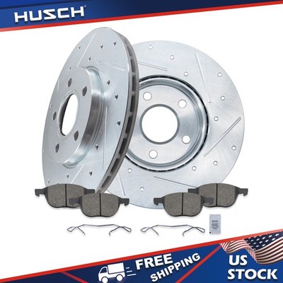 278mm Front Drilled & Slotted Rotors Brake Pads Kit for Ford Focus Volvo C30 S40