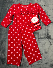 Carter's Infant Girl's Size 18m 2 Piece Fleece Christmas Santa PJ Pajamas Set
