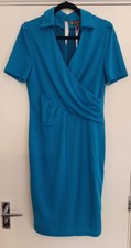 Jolie Moi Turquoise Blue Faux Wrap Dress, UK14, New w/ Tags