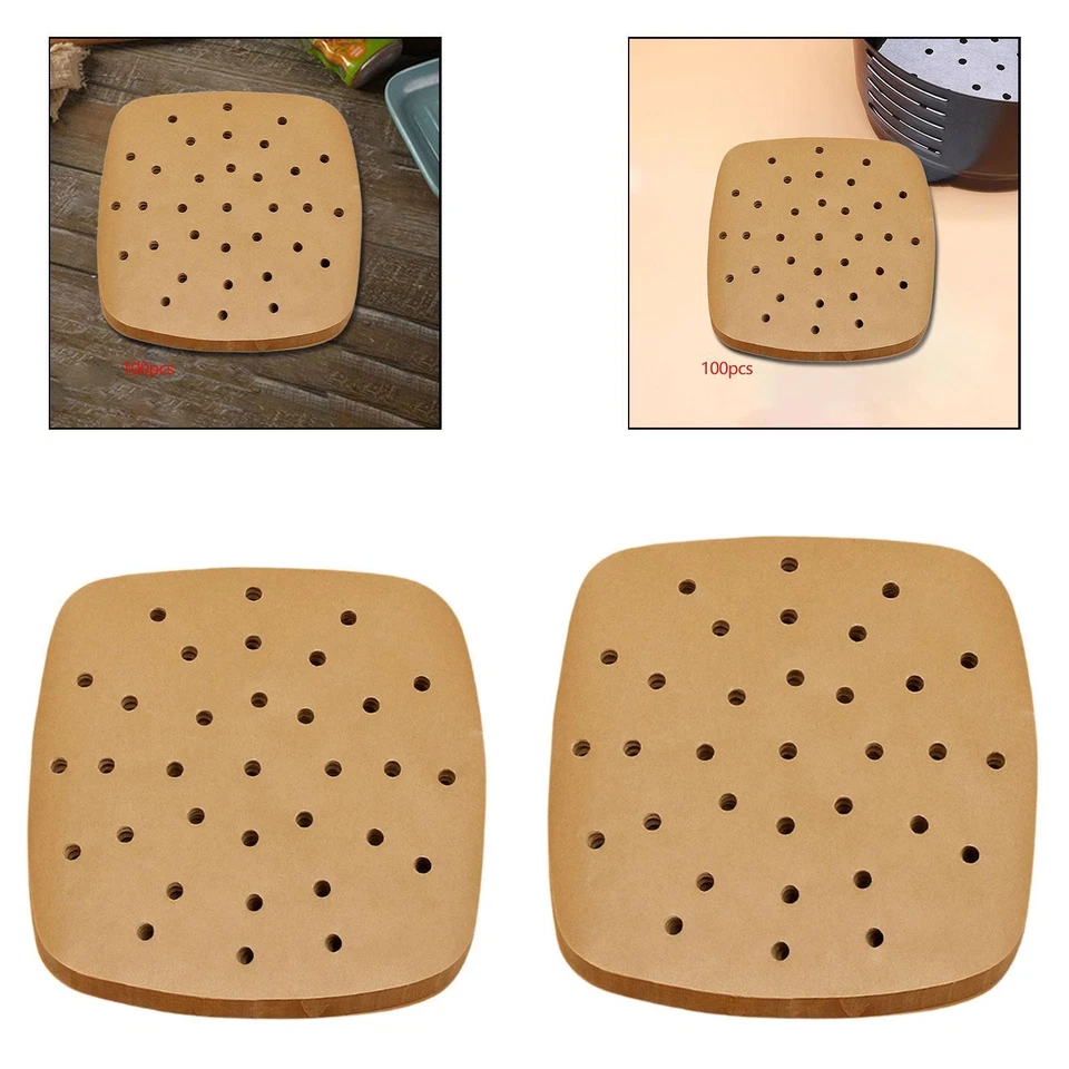 100pcs Brown Easy Clean Durable Non-Stick Square Fryer Liner Baking Paper for