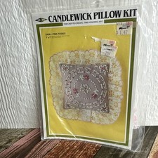 Candlewick Pillow Kit 7x7 SA08 Pink Posies 1983 M.H. Yarns NEW