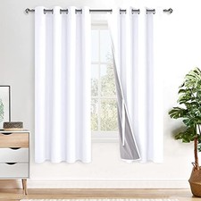 100 Blackout Curtains 63 Inches Length with 52"W x 63"L Pack of 2 White