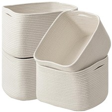 Storage Baskets for Organizing  Shelves, Woven Cotton Rope Organization Bins...