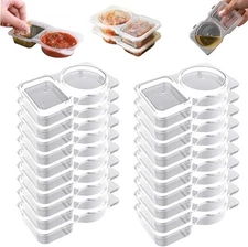 20PCS Double Compartment Condiment Containers, Reusable Snack Pack Containers, M