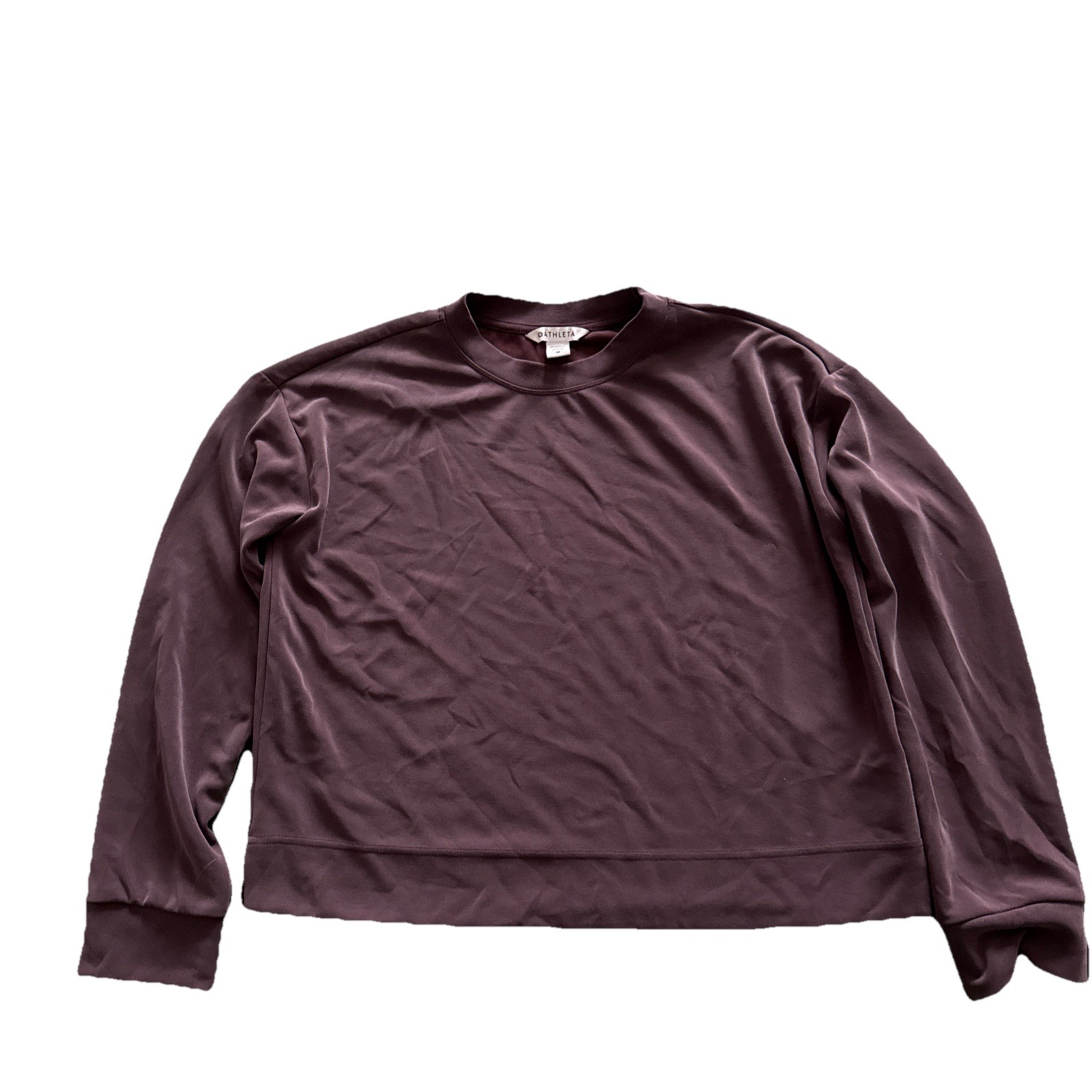 Athleta Seasoft Crewneck Sweatshirt Size Medium Plum Relaxed Fit Athleisure