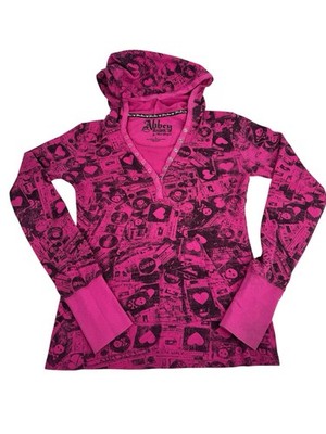 Avril Lavigne Abbey Dawn Long Sleeve Pink Skull Hooded Thermal