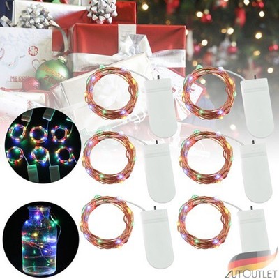 2M 20LED Kupferdraht Solar Lichterkette Garten Weihnachten Außenbeleuchtung