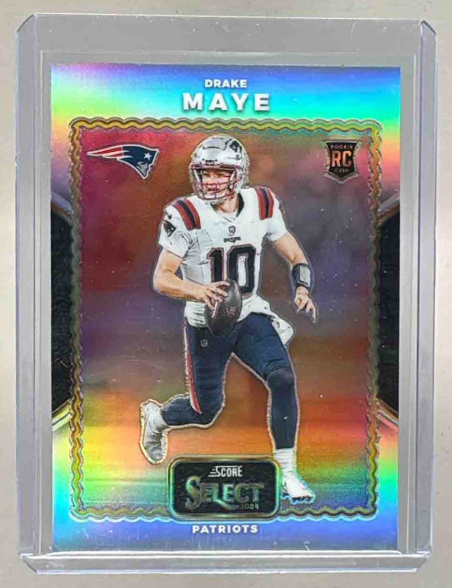 Drake Maye 2024 Panini Select #22 Silver Prizm Score Throwback Rookie RC (B)