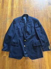 Polo University Club Ralph Lauren Navy Blazer Brass Buttons Made In USA 42L