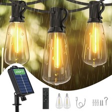 Best 100FT Solar String Lights Outdoor Waterproof, 30 2 Shatterproof with Edison