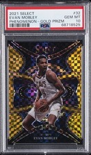2021 PANINI SELECT PHENOMENON GOLD PRIZM #32 EVAN MOBLEY 2/10 PSA 10