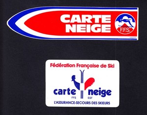 Carte Neige SKI Skiing Insurance PROMO STICKERS Original French Ski Federation c