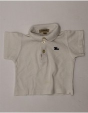 BURBERRY Baby Boys Polo Shirt 0-3 Months White Cotton CM03
