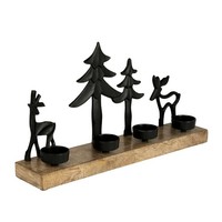 Teelichthalter Rentier Deko Weihnachtsdeko Fensterbank Schwarz 38X20Cm