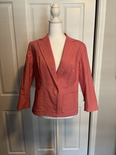 Women s Talbots Vibrant Pink Preppy Blazer, Fully Floral Lined, Size 10