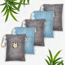 Bamboo Charcoal Air Purifying Bags 5-Pack Odor Eliminator Moisture Absorber New