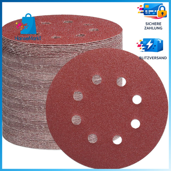 Schleifpapier Set 105 StüCk 125Mm Klett 8 Loch FüR Exzenterschleifer Werkzeug-image