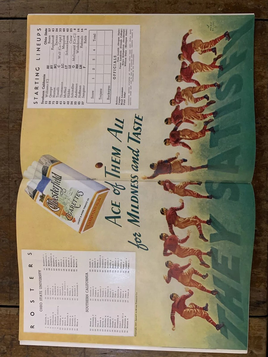 Programme De Football Universitaire 1937 – Ohio State Buckeyes Vs USC Trojans – Souvenir Vintage