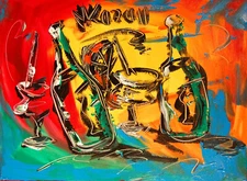 WINE TIME    ORIGINAL - CONTEMPORARY signed CANADIAN  PAINTINGS D4C5G4