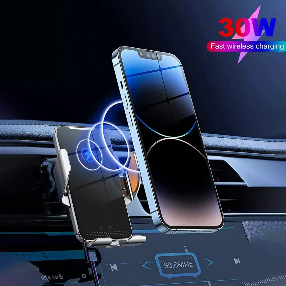 Car Wireless Phone Charger Mount Holder Air Vent Fast Charge Qi 30W Universal - Image 3 of 4