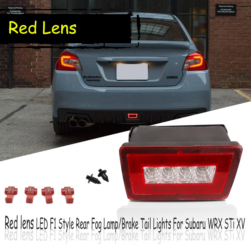 Luz antiniebla trasera LED roja, kit de lámpara de reversa de freno de respaldo para 15-21 Subaru WRX STi Foto 3 de 4