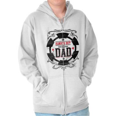 Father's Day Poker Chip Always Bet On Dad Mens Zip Hooded Sweatshirt Hoodie