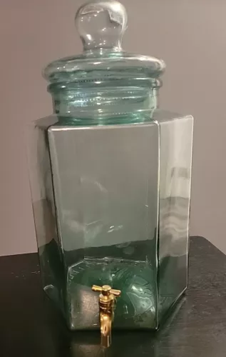 Murero Italy Vintage Green Glass  6 Side Beverage Dispenser with Spout