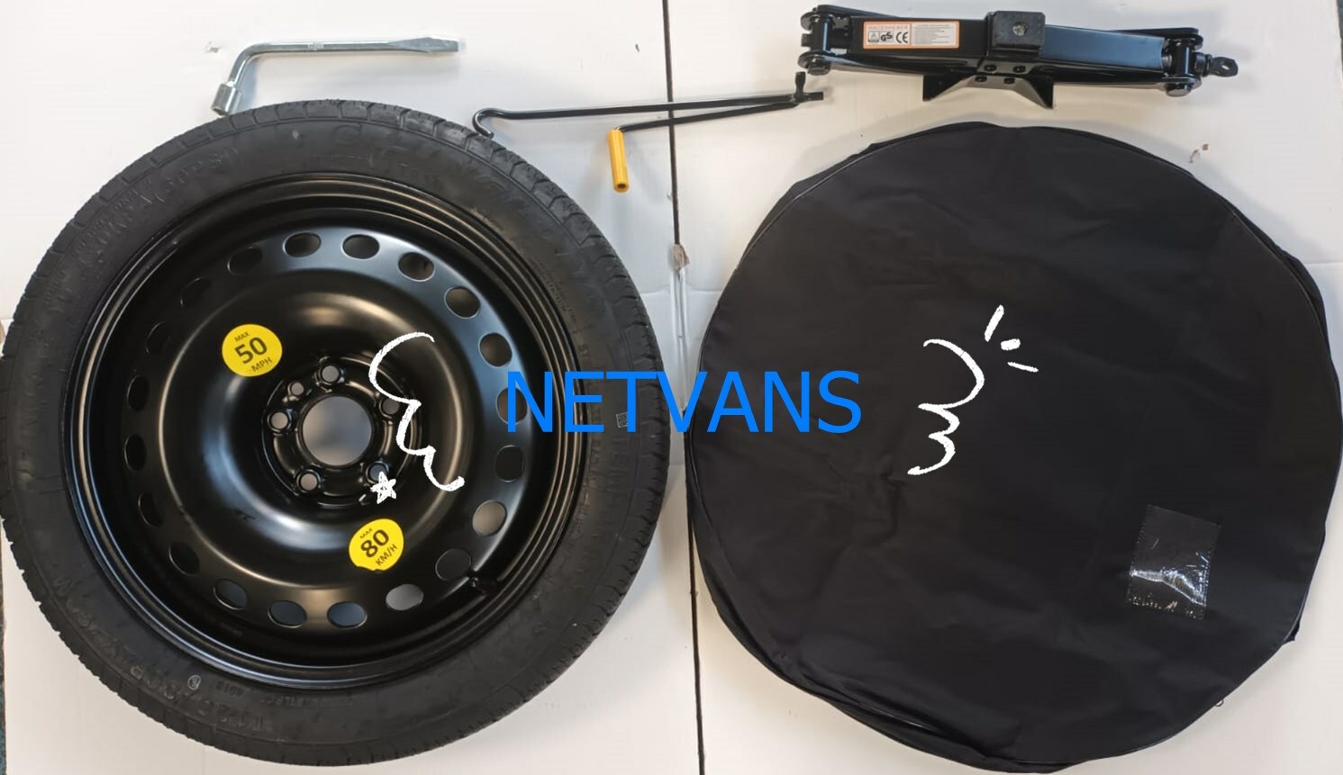 KIT RUOTINO DI SCORTA 18'' PER MAZDA CX-5  CON CRIC CHIAVE SACCA 70X14CM