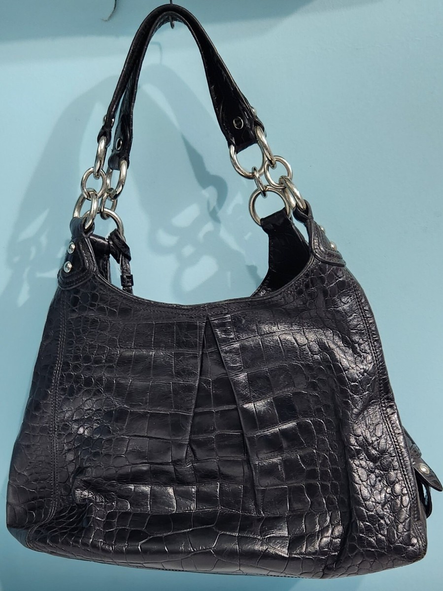 COACH Exotic Maggie Madison Leather Croc Embossed Shoulder Bag