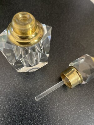 Glass Simple small perfume bottle Gold painted accent