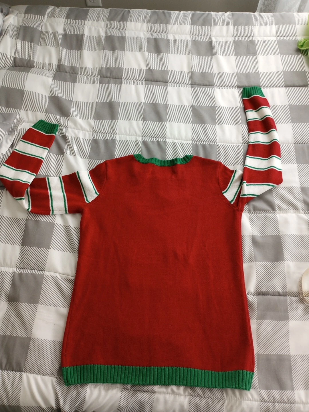 Women's Ugly Christmas Sweater Pug Candy Stripe Small