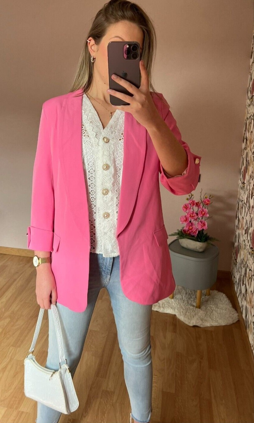 Veste blazer femme, taille M, couleur rose, blazer blush neuf avec
