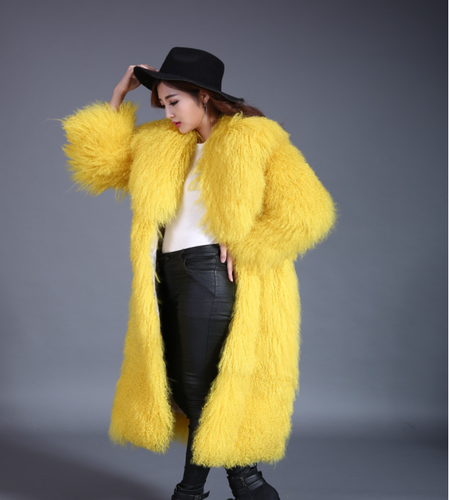 Womens Real Lamb Sheep Coat Curly Lamb 