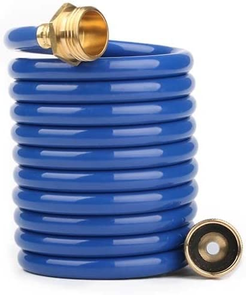 Heavy-Duty EVA Coil Garden Hose with GHT Solid Brass Fittings, Water Hose with B