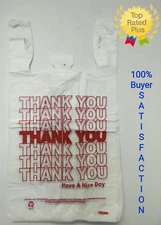 THANK YOU T-Shirt Bags 11.5" x 6.5" x 21" White Plastic Shopping bag 50 - 1000