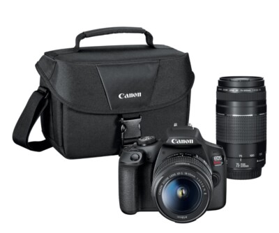 Canon EOS Rebel T7 24.1MP Digital Camera - Black (Kit with 18-55mm and 75-300mm
