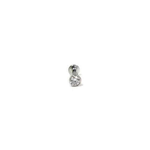 18ct White Gold 3mm created Diamond single screw back earring labret tragus bar - Bild 3 von 10