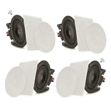 4 Speakers 6.5" Bluetooth Ceiling / Wall Speaker Kit, Flush Mount 2-Way OPEN BOX