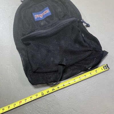 Vintage Jansport Backpack Black Mesh Front 2 Pocket 90s USA