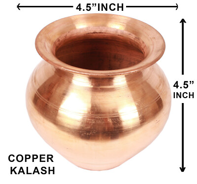 Pure Copper Pot Kalash Hindu Pooja Religious Surya Namaskar Puja Lota - 500ml.