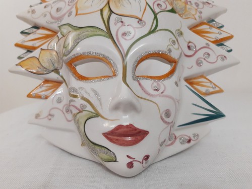Italian Mask Venetian Masquerade Hand Painted Ceramic Decorative Mask - Picture 4 of 19