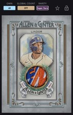 Topps MLB Bunt DIGITAL 22 Allen & Ginter Framed Mini Relic Francisco Lindor