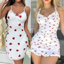 Sexy Women's Lingerie Lace Nightgown Babydoll Slip Dress G-string Set Sleepwear