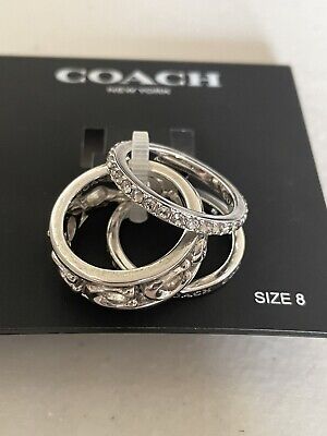 COACH NEW YORK SET OF 3 STACKABLE SIGNTURE RINGS SILVER SIZE COACH NEW YORK SET OF 3 STACKABLE SIGNTURE RINGS SILVER SIZE