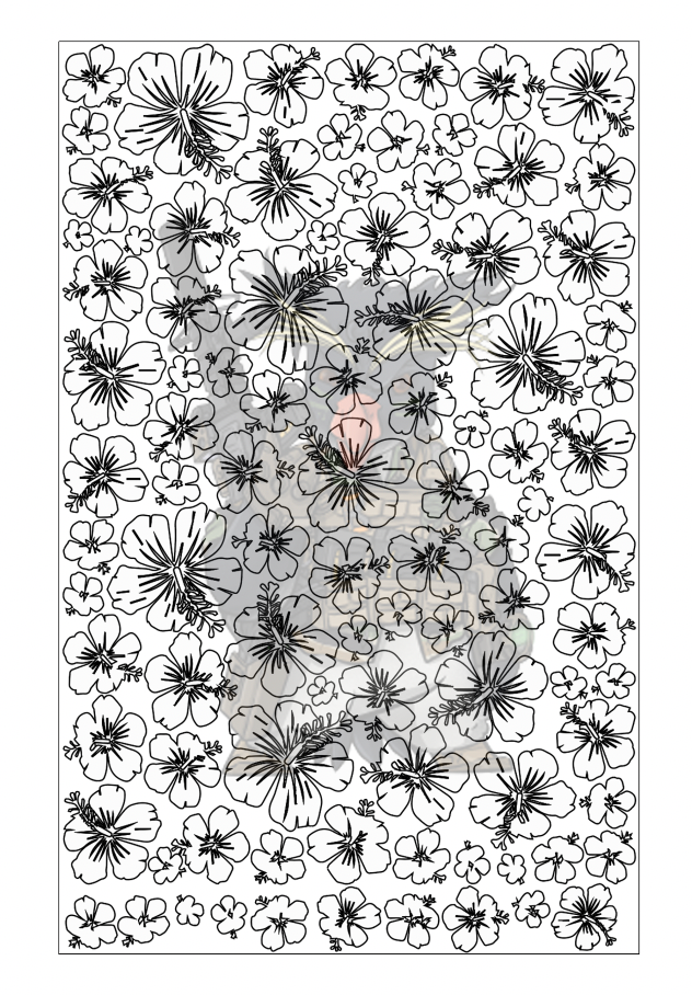 Hibiscus Spray Paint Sticky Stencil, 7x11" Vinyl, Cerakote High Heat